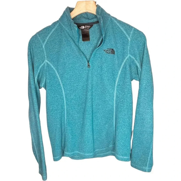 North Face Women's Teal Blue 1/4 Zip Fleece Pullover Sweatshirt - Picture 1 of 9